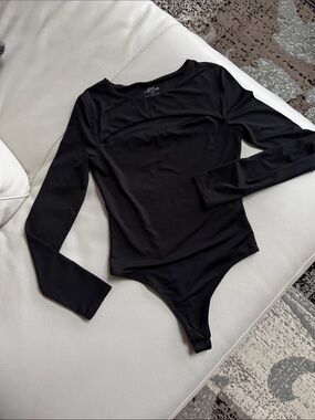 Black Long Sleeve Scoop Bodysuit